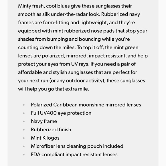 NWT Knockaround Fast Lanes Sport Rubberized Unisex Sunglasses in Navy/Mint - Picture 6 of 12